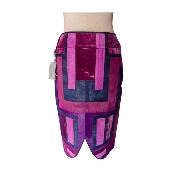 Tom Ford Dresses & Skirts - TOM FORD Patchwork Suede Velvet Midi Skirt Purple Geometric Made in Italy SZ 38
